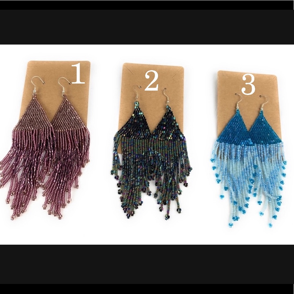 Large bead earrings - Picture 2 of 5